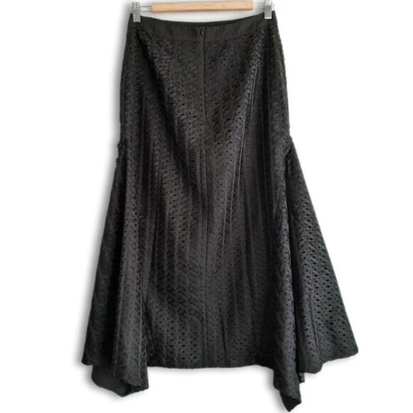 C/MEO / Collective Silver Bells Woven Texture Midi Length Skirt Black Sz M - Picture 3 of 16